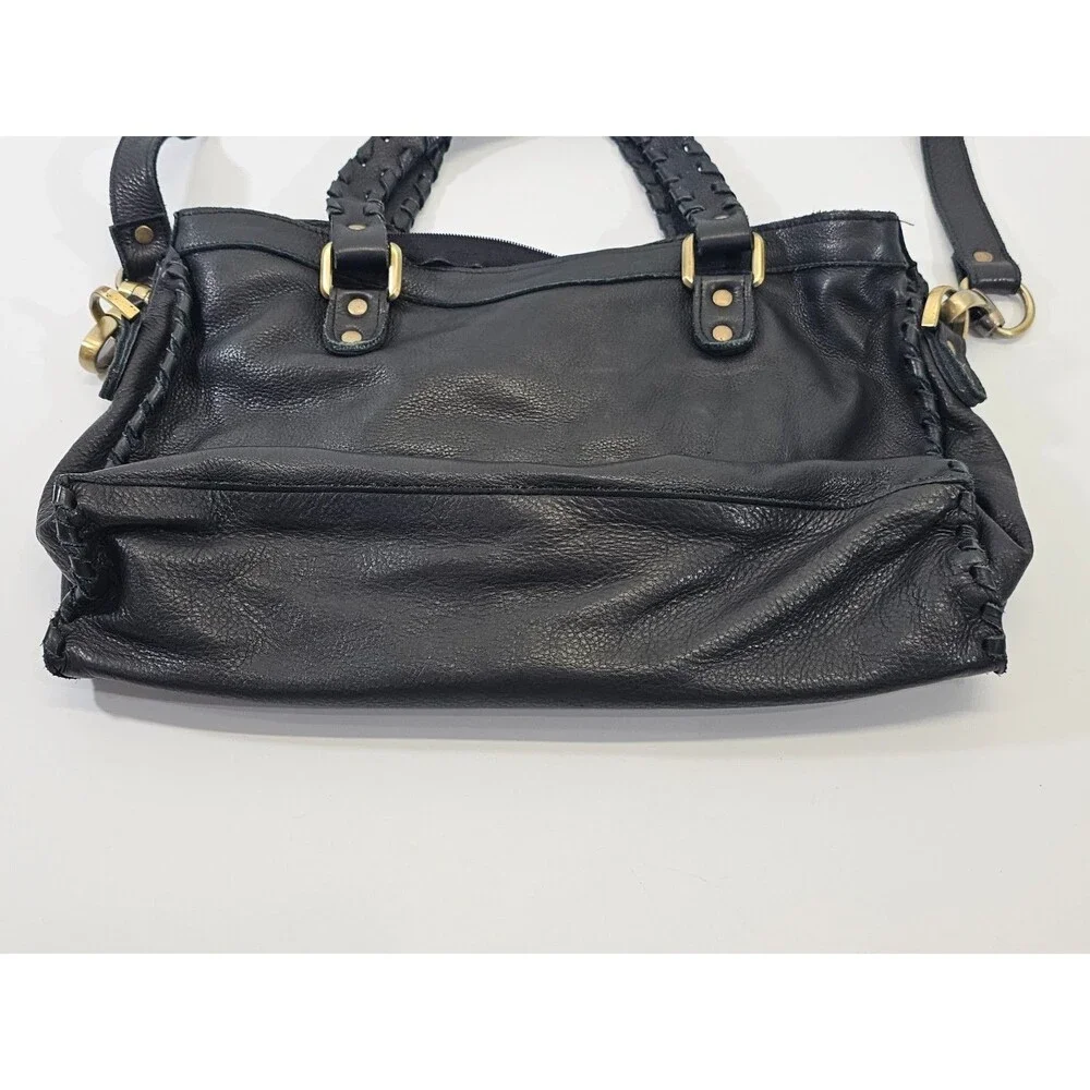 VINTAGE Carla Mancini Black‎ Leather Cowhide Shoulder Bag Purse Crossbody EUC